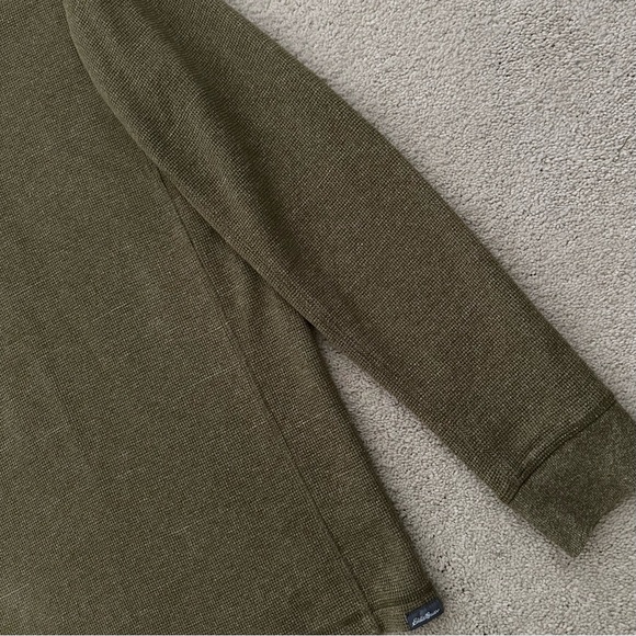 Eddie Bauer Green Long Sleeve Waffle Knit Thermal Henley Shirt - Picture 13 of 14